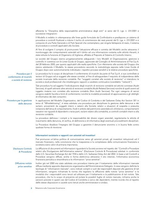 Relazione sulla Corporate Governance (Marzo 2006) - Fiat SpA