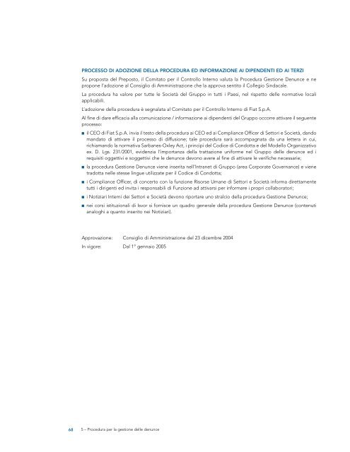 Relazione sulla Corporate Governance (Marzo 2006) - Fiat SpA