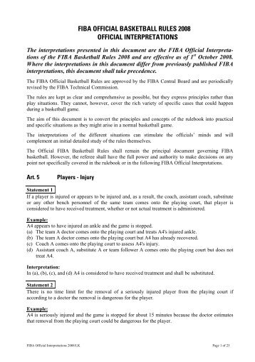 FIBA Official Interpretations 2004