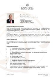 BAT composition (President and Arbitrators) - Fiba