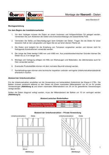 Montageanleitungen für fiberon® - Terrassendielen (PDF) - Fiberdeck