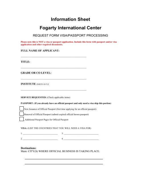 Information Sheet [PDF 35K] - Fogarty International Center