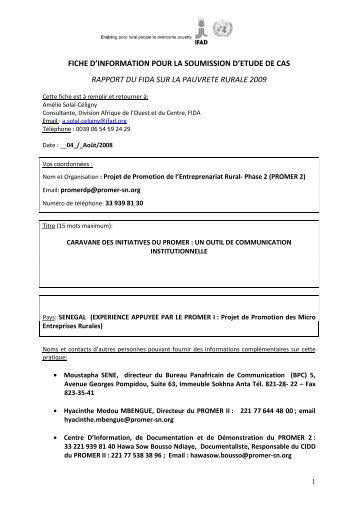 Etude de cas FIDA sur la Caravane des Initiatives du ... - FIDAfrique