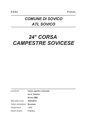 24° CORSA CAMPESTRE SOVICESE - Fidal Lombardia