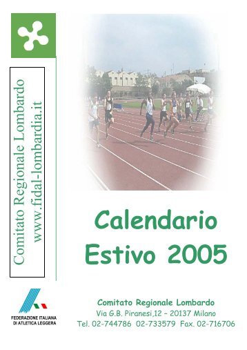 Calendario Estivo - Fidal Lombardia