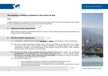 The taxation of holding companies in the canton of Zug - Fidfinvest ...