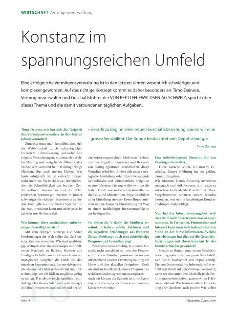 Ausgabe 4 / August 2006 - Fidfinvest Treuhand, Zug