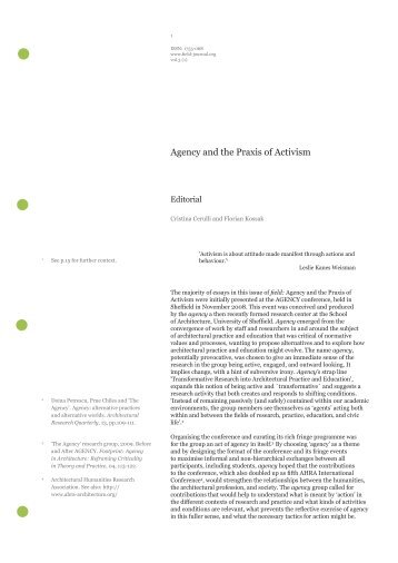 Agency and the Praxis of Activism - field journal