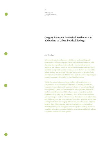 Gregory Bateson's Ecological Aesthetics - an ... - field journal