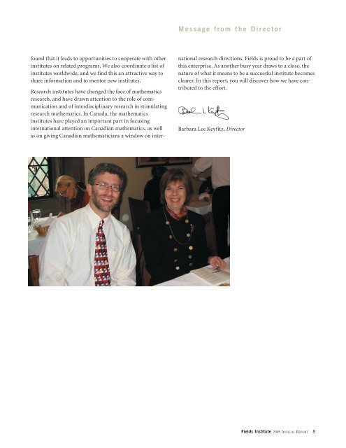 Annual Report 2005 - Fields Institute - University of Toronto