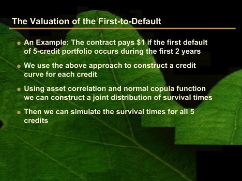 The Valuation of Basket Credit Derivatives: A Copula Function ...