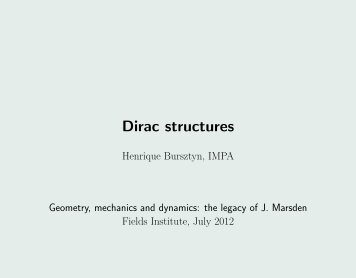 An Introduction to Dirac Structures - Fields Institute