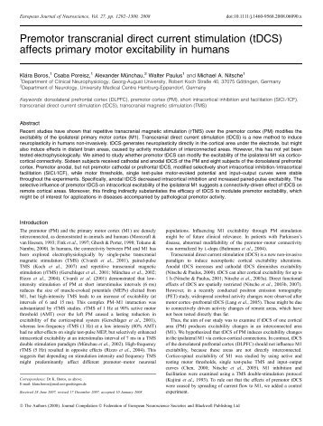 Premotor transcranial direct current stimulation ... - Fieldsforlife.org