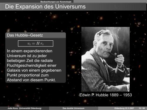 Das dunkle Universum - Field Theory - Universität Oldenburg