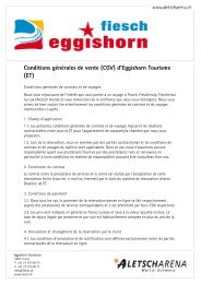 Conditions générales de vente (CGV) d'Eggishorn Tourisme - Fiesch