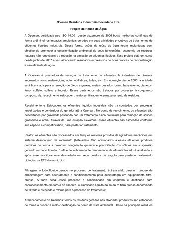 Opersan Resíduos Industriais Sociedade Ltda. Projeto de ... - Fiesp