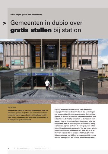 Gemeenten in dubio over gratis stallen bij station - Fietsberaad