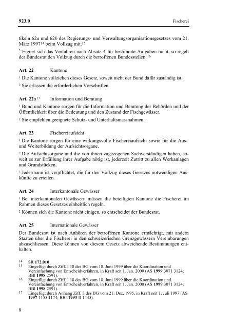 Bundesgesetz Schweiz: Fischerei 923.0