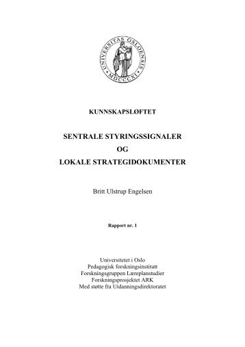 sentrale styringssignaler og lokale strategidokumenter - Udir.no