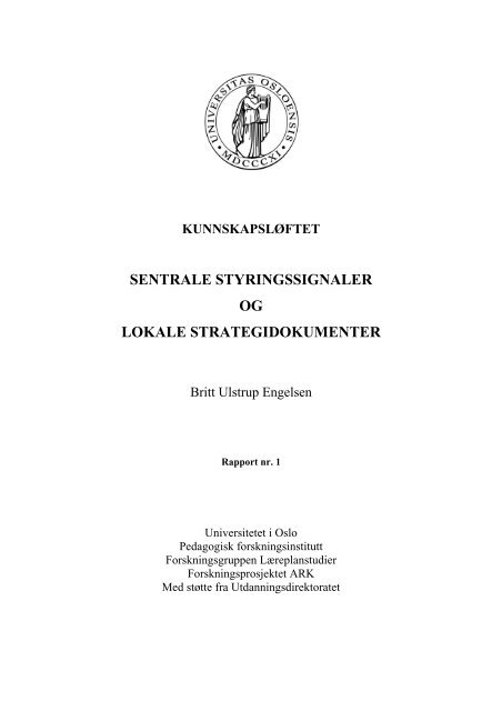 sentrale styringssignaler og lokale strategidokumenter - Udir.no