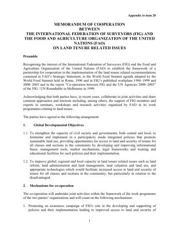 Memorandum of Understanding, 2002 - FIG