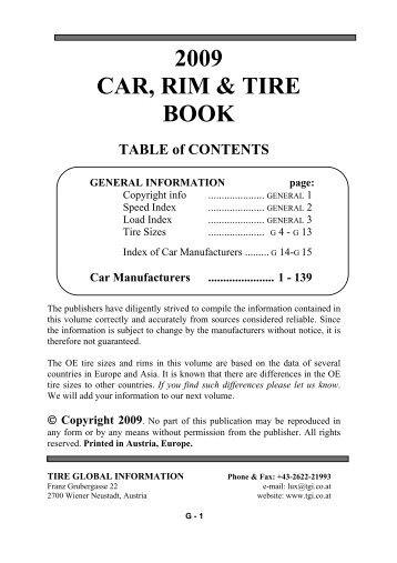 2009 CAR, RIM & TIRE BOOK