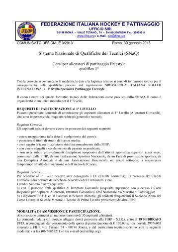 Corso Allenatori Freestyle 1° livello - Federazione Italiana Hockey e ...