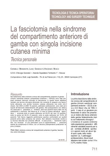 la fasciotomia nella sindrome del compartimento anteriore di gamba ...