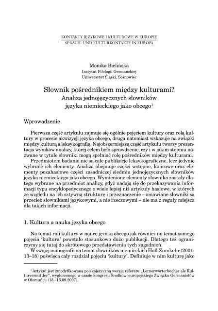 Słownik pośrednikiem między kulturami?