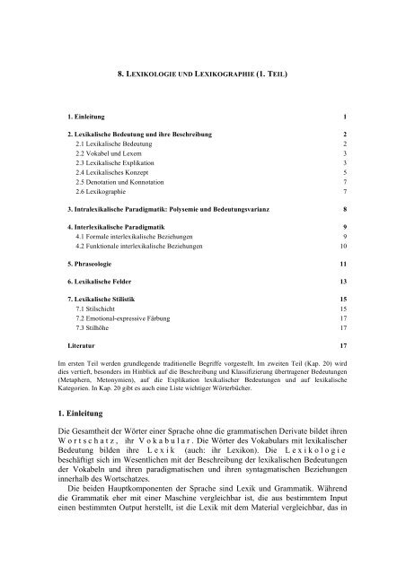 1 Einleitung Die Gesamtheit Der Worter Einer Das Slavische Verb