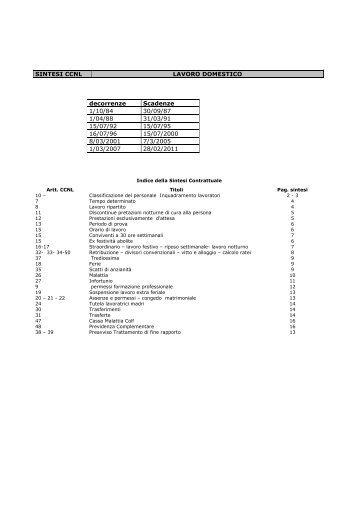 Sintesi CCNL Lavoro Domestico in italiano - Filcams