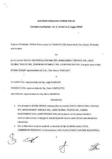 ACCORDO SINDACALE DORINI GROUP Contratto ... - Filcams - Cgil