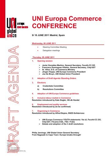 UNI Europa Commerce CONFERENCE - Filcams - Cgil