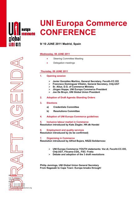 UNI Europa Commerce CONFERENCE - Filcams - Cgil