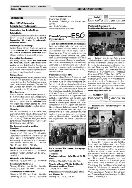 Publ filderstadt Issue kw07 Page 1 - Stadt Filderstadt