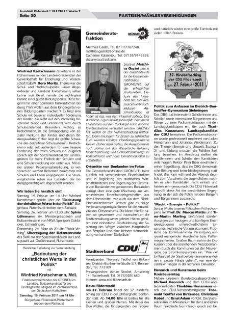 Publ filderstadt Issue kw07 Page 1 - Stadt Filderstadt