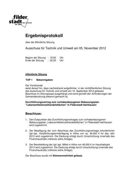 Ausschuss für Technik und Umwelt - Stadt Filderstadt