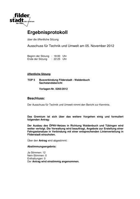 Ausschuss für Technik und Umwelt - Stadt Filderstadt