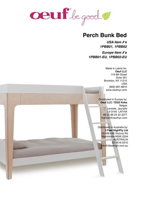 Notice De Montage Lit Superposé Perch, Oeuf Bunk Bed