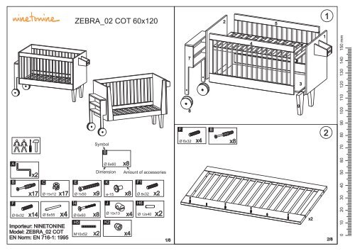 Notice de montage du lit bébé évolutif Zebra 02 Ninetonine