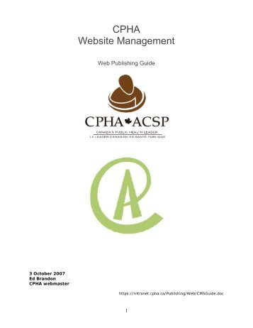 CPHA Website Management - FileHold Systems Inc