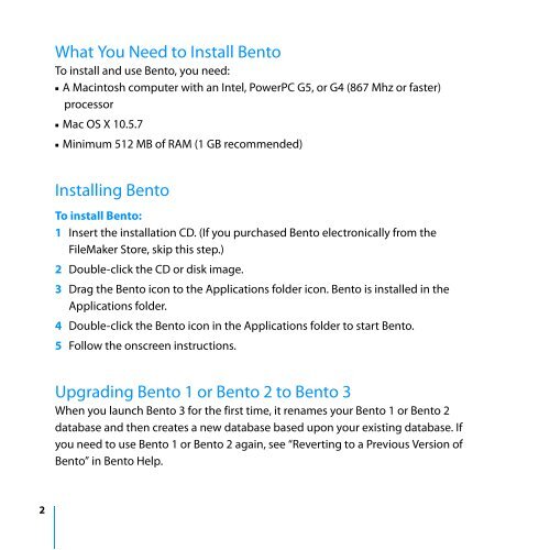 Installing Bento 3 - FileMaker