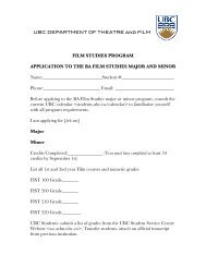 BA major and minor application 200 - Film Program