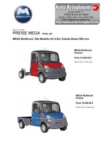 PREISE MEGA DIESEL 400 - Auto Kriegbaum