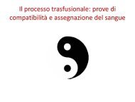 Il processo trasfusionale: prove di compatibilitÃ  e assegnazione del sangue