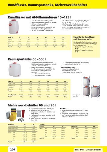 Rundfässer, Raumspartanks, Mehrzweckbehälter