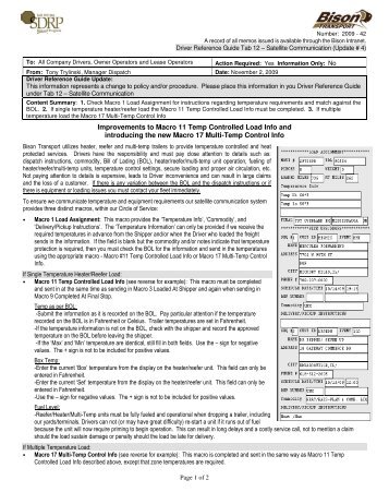 Improvements to Macro 11 Temp Controlled Load ... - Bison Transport