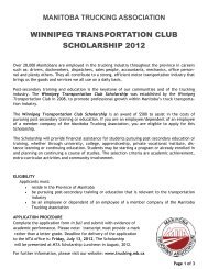 winnipeg transportation club scholarship 2012 - Bison Transport