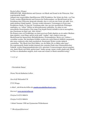 Nicola Leffers (Warpe) SPIELRÄUME. Möglichkeiten und Grenzen ...