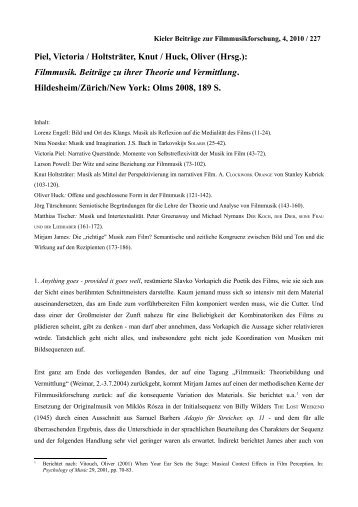 (Hrsg.): Filmmusik. Beiträge zu ihrer Theorie und Vermittlung - Kieler ...